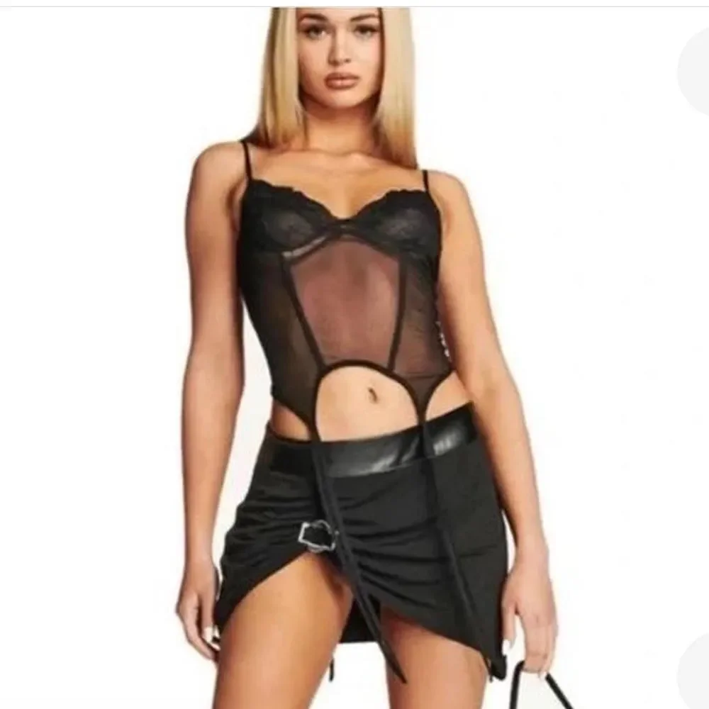 I AM GIA Black Sheer Lace CORSET top size medium